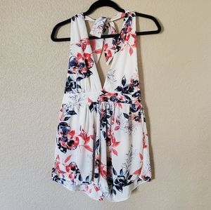 Windsor Tropical Floral Halter Romper with Pockets
